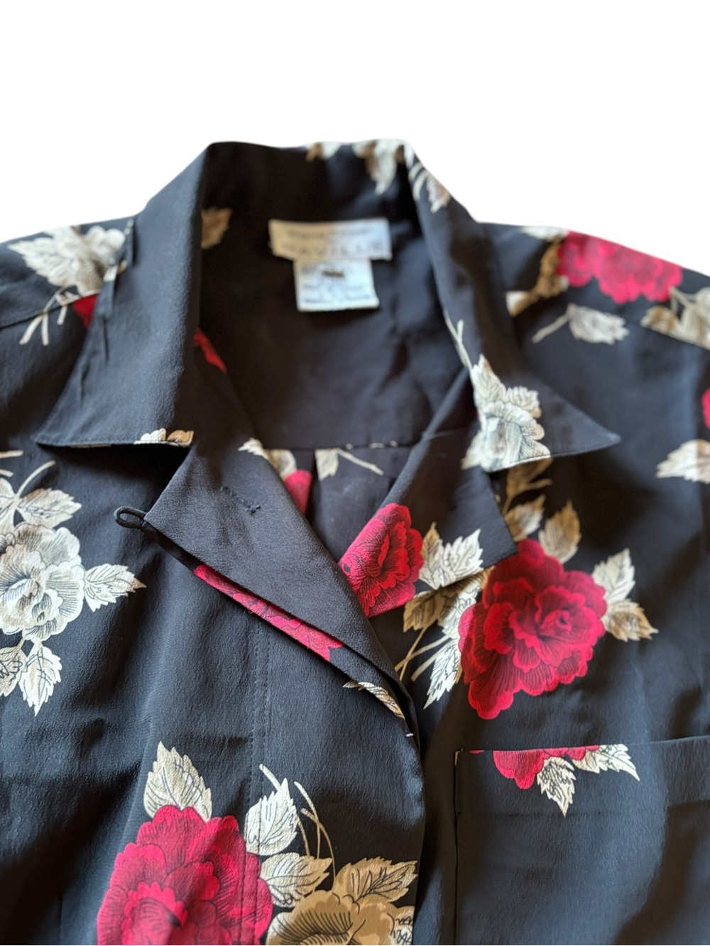 Vintage Rena Rowan for Saville Black Floral Matching Skirt Set Size 14/16 - Picture 2 of 9